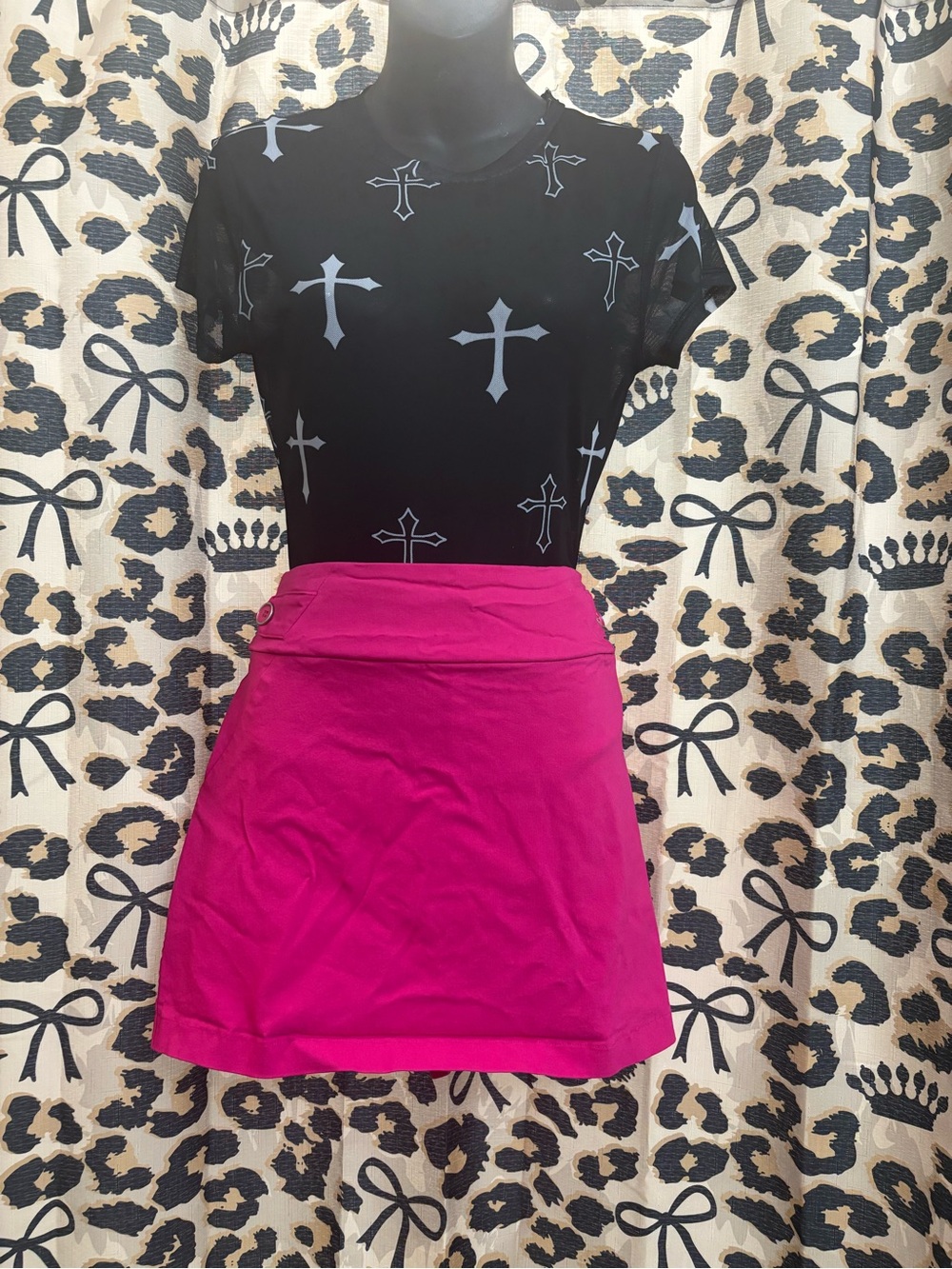 Rue21 Mesh Top - Black with Crosses